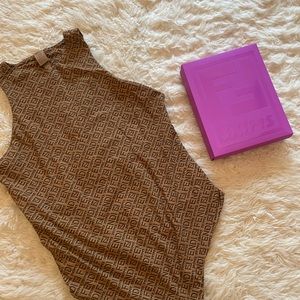 Fendi x Skims High Neck Bodysuit, California Brown, Size 2X, Brand New!